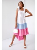 Asymmetric light blue and pink dress FG648